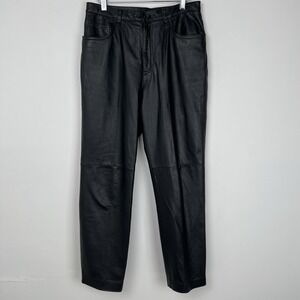 Vintage Jones New York Sport Genuine‎ Leather Pants Size 8 Straight Black Biker